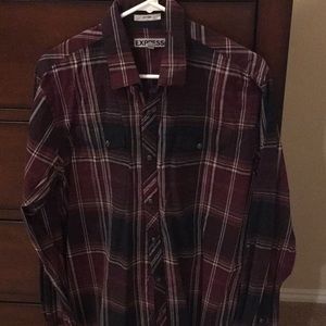 Express red black plaid button up snap / 2 for $15
